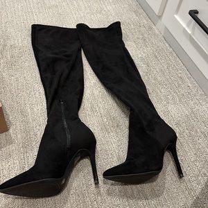 Jessica Simpson - over the knee black suede heeled boots